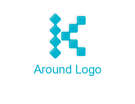 technology squares forming letter k logo