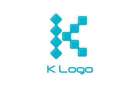 technology squares forming letter k logo