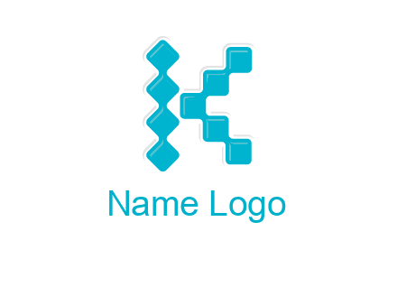 technology squares forming letter k logo