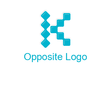 technology squares forming letter k logo