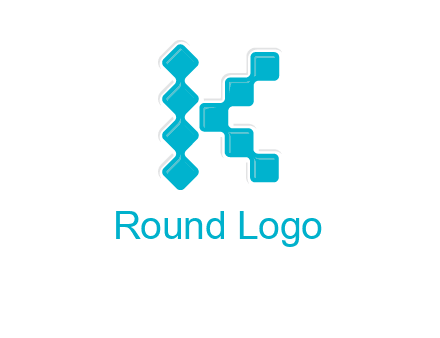technology squares forming letter k logo