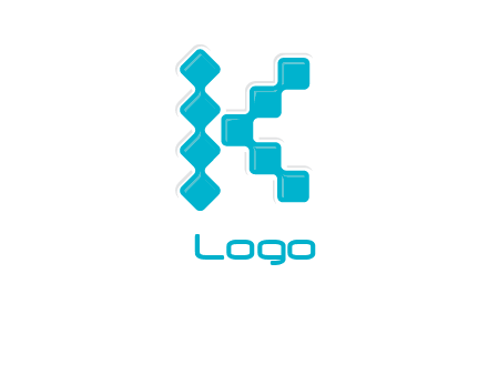 technology squares forming letter k logo