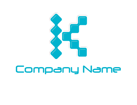 technology squares forming letter k logo