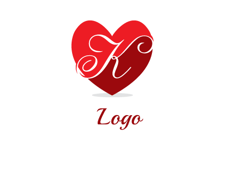 letter k inside heart shape logo