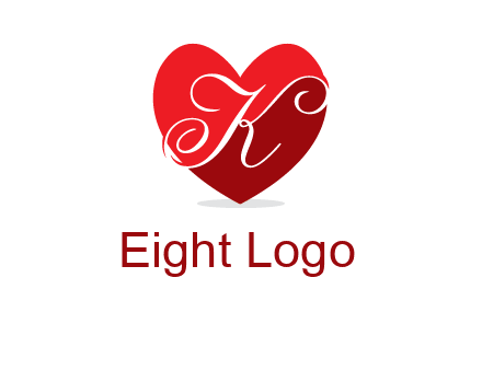 letter k inside heart shape logo