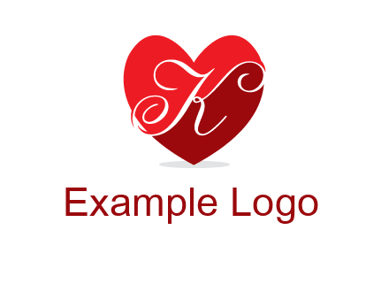 letter k inside heart shape logo