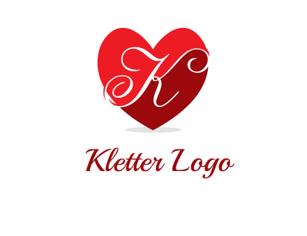 letter k inside heart shape logo