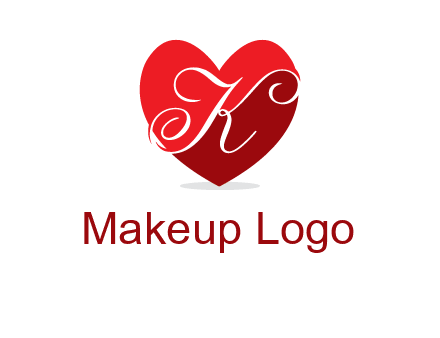 letter k inside heart shape logo