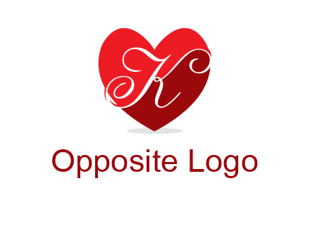 letter k inside heart shape logo