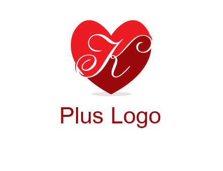 letter k inside heart shape logo