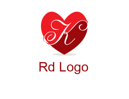 letter k inside heart shape logo