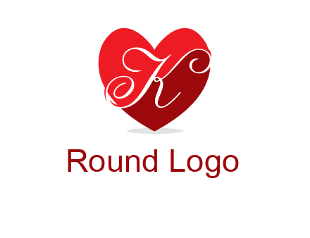 letter k inside heart shape logo