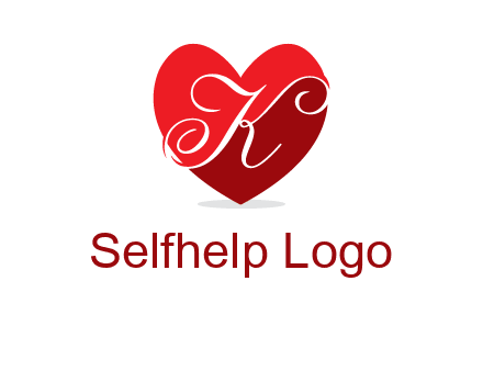 letter k inside heart shape logo