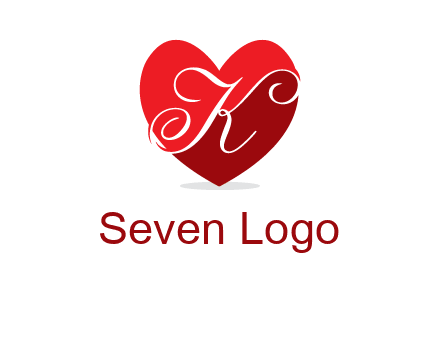 letter k inside heart shape logo