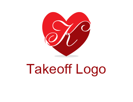 letter k inside heart shape logo