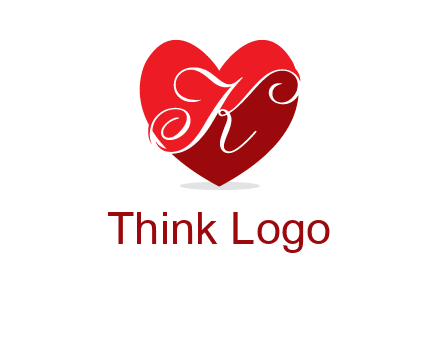 letter k inside heart shape logo