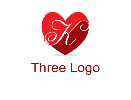 letter k inside heart shape logo