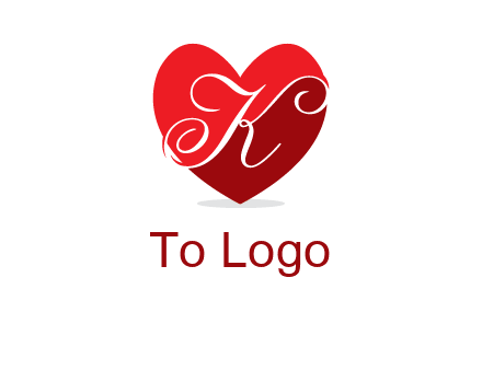 letter k inside heart shape logo