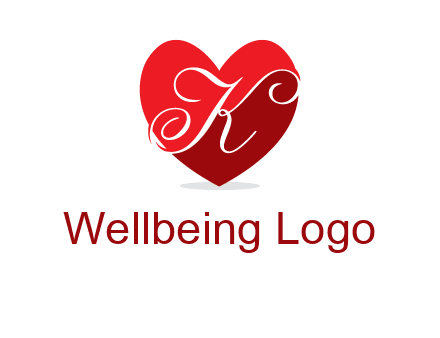 letter k inside heart shape logo