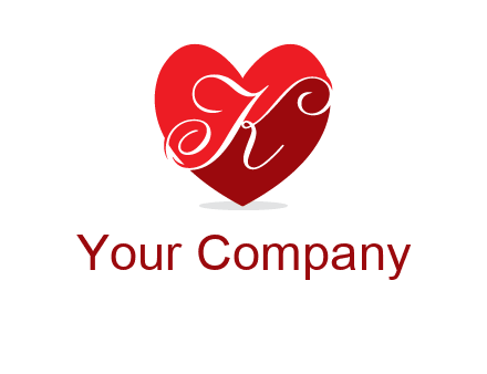letter k inside heart shape logo