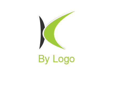 two abstract swooshes forming letter K