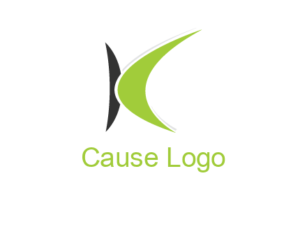 two abstract swooshes forming letter K