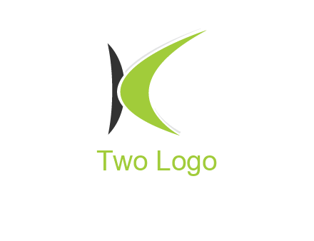 two abstract swooshes forming letter K