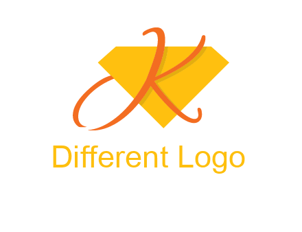 Letter k in front of diamond shape logo