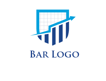 arrow over bars in a shield logo