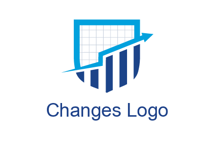 arrow over bars in a shield logo