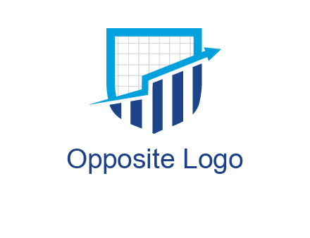 arrow over bars in a shield logo