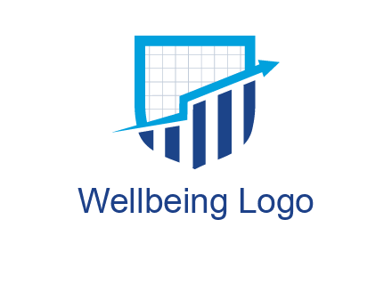 arrow over bars in a shield logo