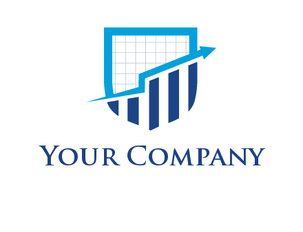 arrow over bars in a shield logo