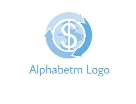 dollar sign inside the globe around 3 arrows logo