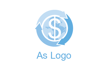 dollar sign inside the globe around 3 arrows logo