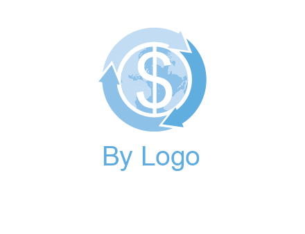 dollar sign inside the globe around 3 arrows logo