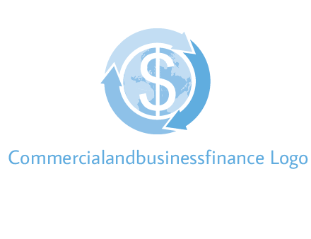 dollar sign inside the globe around 3 arrows logo