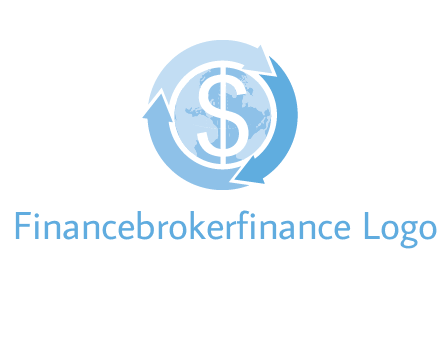 dollar sign inside the globe around 3 arrows logo