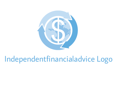 dollar sign inside the globe around 3 arrows logo