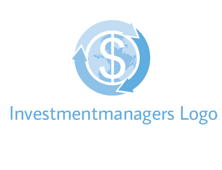 dollar sign inside the globe around 3 arrows logo
