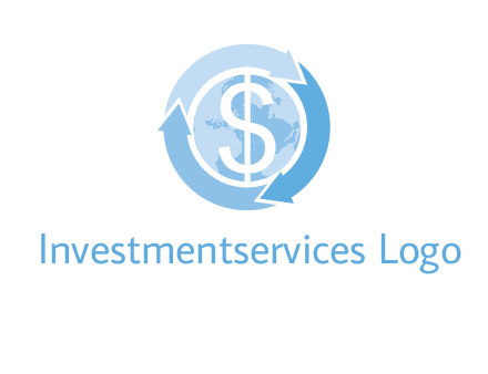 dollar sign inside the globe around 3 arrows logo