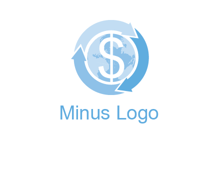 dollar sign inside the globe around 3 arrows logo