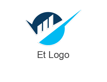 bars showing business profit showed by an arrow logo