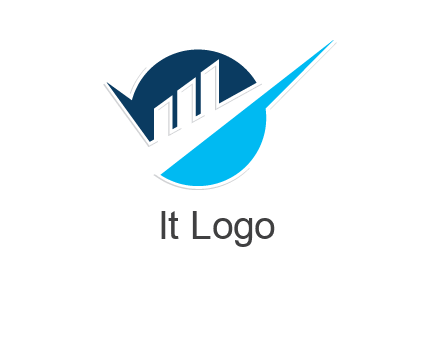 bars showing business profit showed by an arrow logo