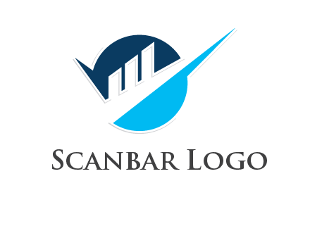bars showing business profit showed by an arrow logo