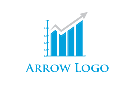bars showing business profit showed by an arrow  logo