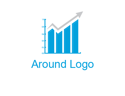 bars showing business profit showed by an arrow  logo