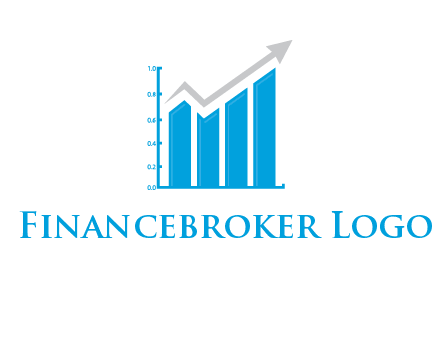 bars showing business profit showed by an arrow  logo
