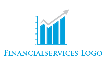 bars showing business profit showed by an arrow  logo