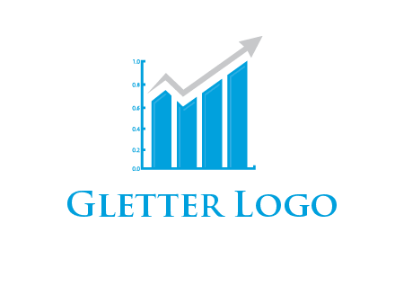 bars showing business profit showed by an arrow  logo